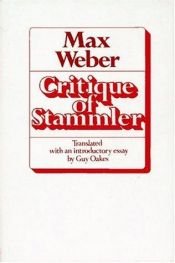 book cover of Critique of Stammler by Max Weber