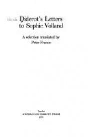 book cover of Diderot's Letters to Sophie Volland by Denis Diderot