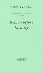book cover of Reason Before Identity by Amartya Sen