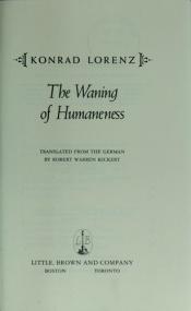 book cover of The Waning of Humaneness by Konrad Lorenz