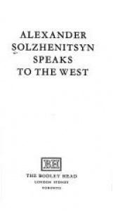book cover of Alexander Solzhenitsyn Speaks to the West by Alexandr Solženicyn