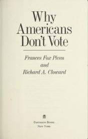 book cover of Why Americans Don't Vote by Frances Fox Piven