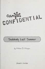 book cover of Suddenly Last Summer #20 (Camp Confidential) by Melissa J. Morgan