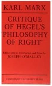 book cover of Critique of Hegel's Philosophy of Right by Karl Marx