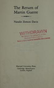 book cover of retour de Martin Guerre by Natalie Zemon Davis