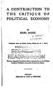 book cover of A Contribution to the Critique of Political Economy by קרל מרקס