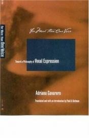 book cover of For More than One Voice: Toward a Philosophy of Vocal Expression by Adriana Cavarero
