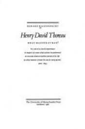 book cover of Henry David Thoreau, what manner of man? by Edward Wagenknecht