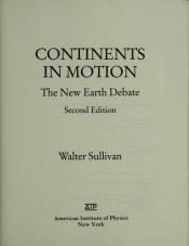 book cover of Continents in Motion by Walter Sullivan
