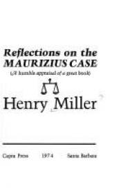 book cover of Reflections on the Maurizius Case by Henrijs Millers