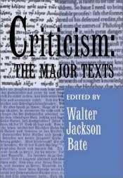 book cover of Criticism by Walter Jackson Bate
