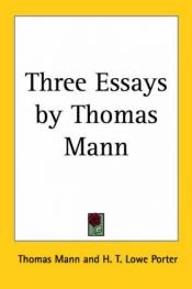 book cover of Three Essays by Thomas Mann by Thomas Mann