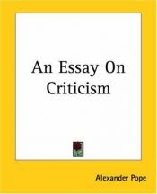 book cover of An Essay on Criticism by Alexander Pope