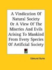 book cover of A Vindication of Natural Society by Edmund Burke