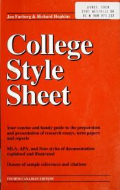 book cover of College Style Sheet : Fourth Canadian Edition by Jon Furberg