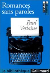 book cover of Romances sans paroles by Paul Verlaine