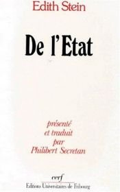 book cover of De l'Etat by Edith Stein