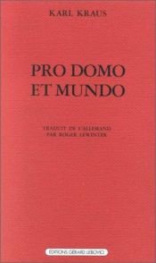 book cover of Pro domo et mundo by Karl Kraus