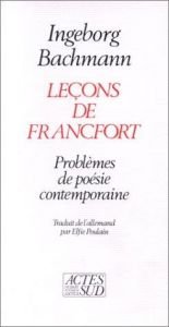 book cover of Leçons de Francfort by Ingeborg Bachmann