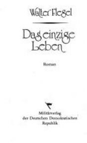 book cover of Das einzige Leben by 