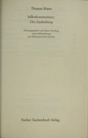 book cover of Selbstkommentare: 'Der Zauberberg'. ( Informationen und Materialien zur Literatur). by Thomas Mann
