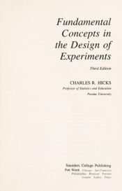 book cover of Fundamental Concepts in the Design of Experiments by Charles R. Hicks