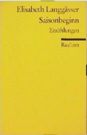 book cover of Saisonbeginn by Elisabeth Langgässer